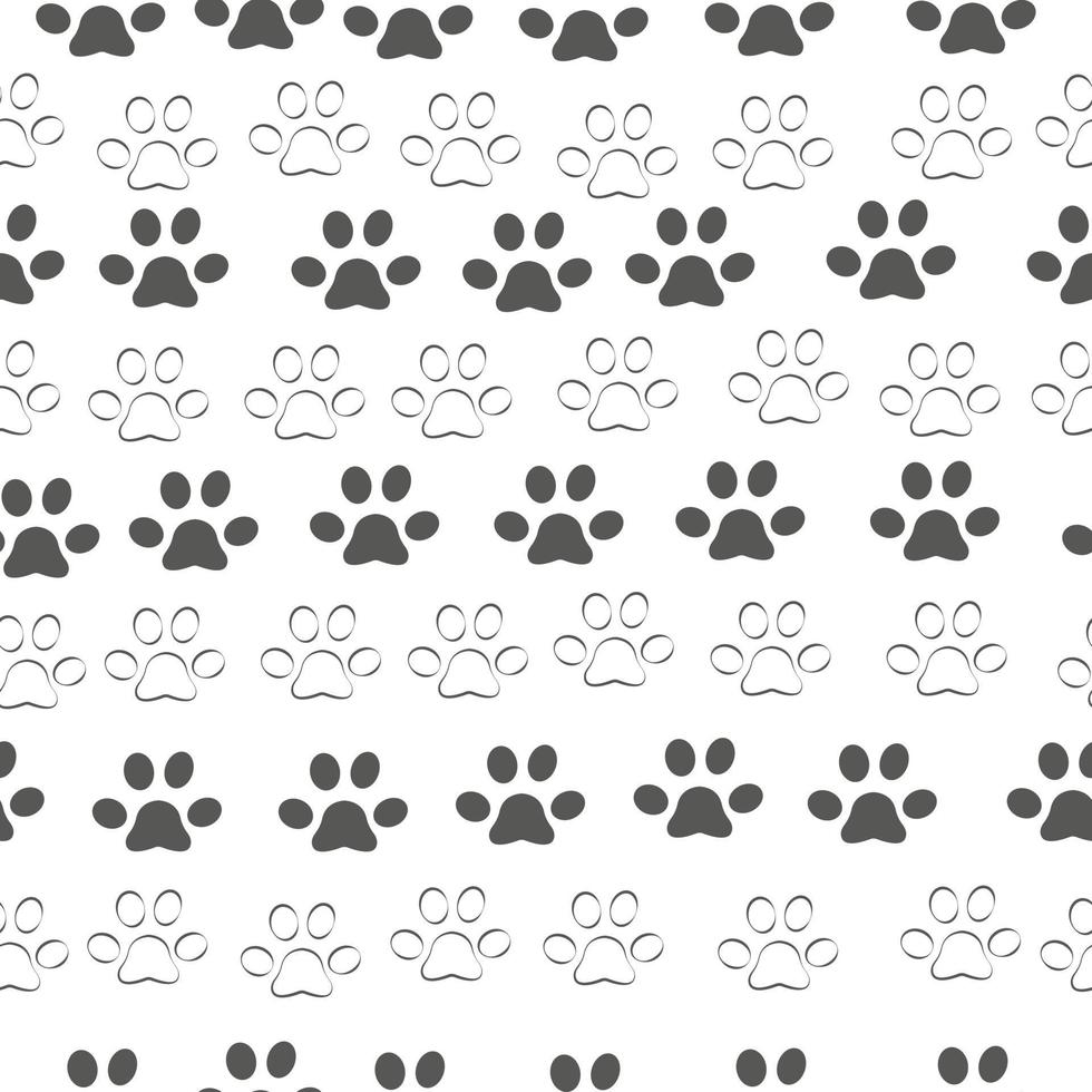 Cat paw seamless pattern, outline sketch print vector