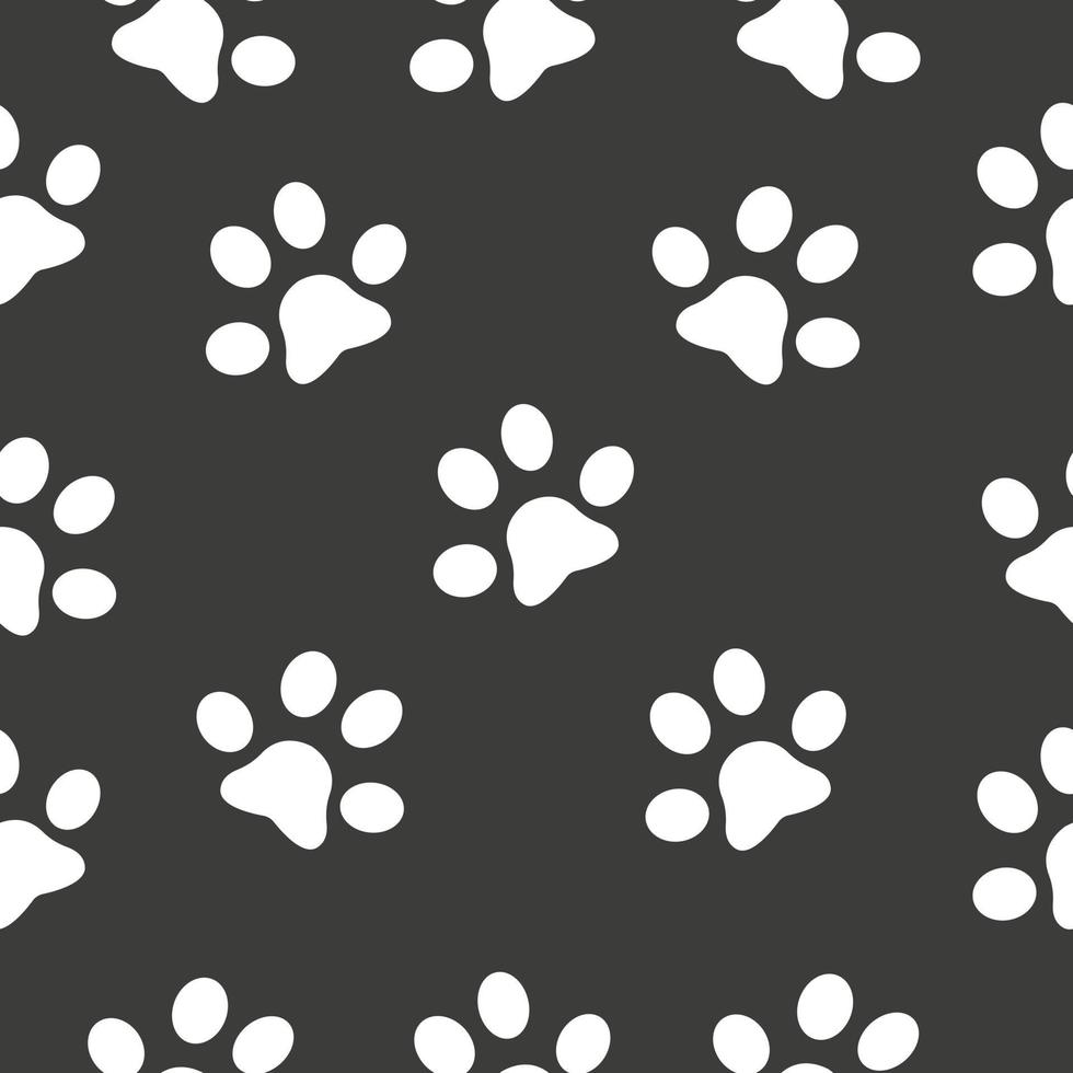 Cat paw seamless pattern, outline print on black vector