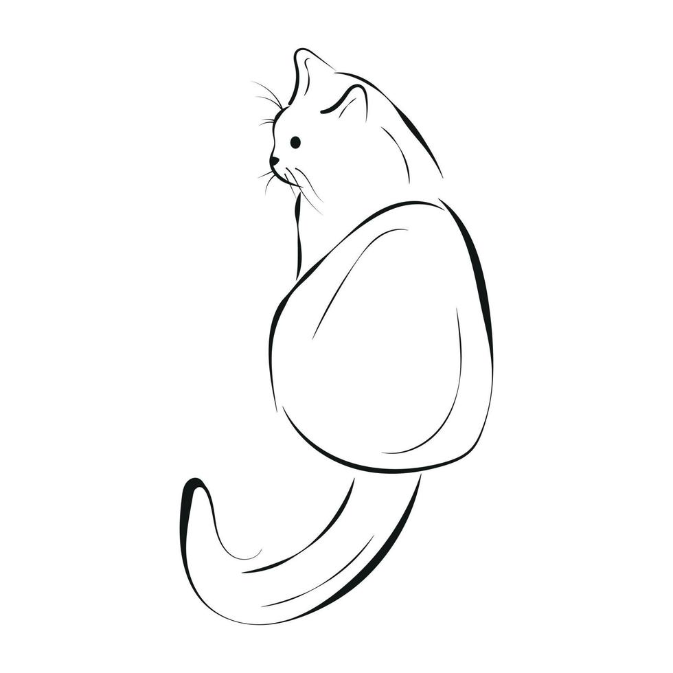 boceto de gato dibujado a mano, aislado en blanco vector