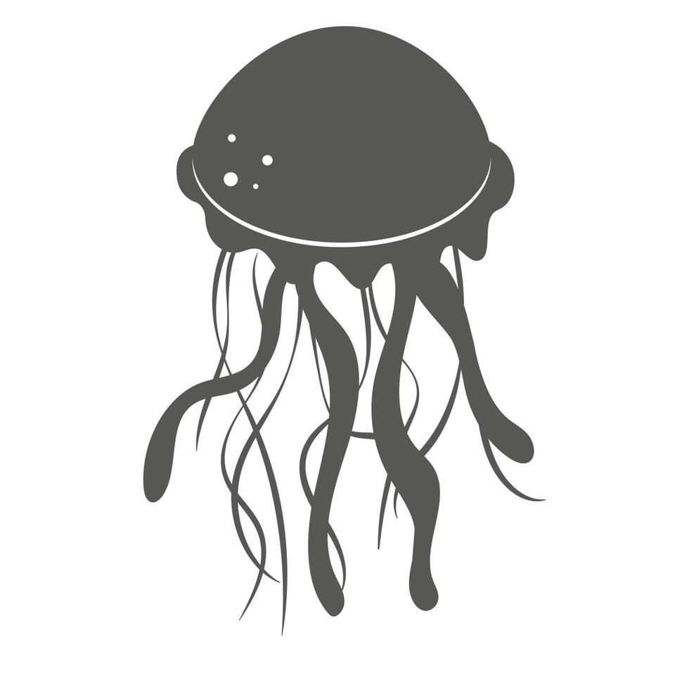 Jellyfish black silhouette isolated on white vector