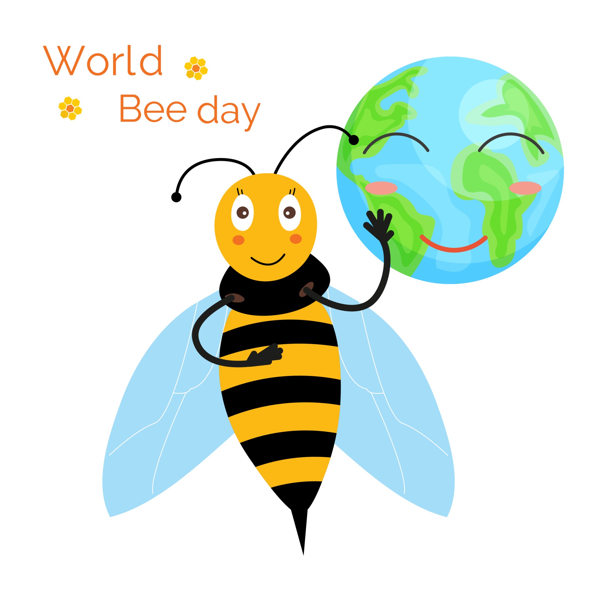World Bee Day Smiling Honey Bee Happy Planet Vector Art At Vecteezy World Bee Day Smiling Honey Bee Happy Planet Vector Art At Vecteezy