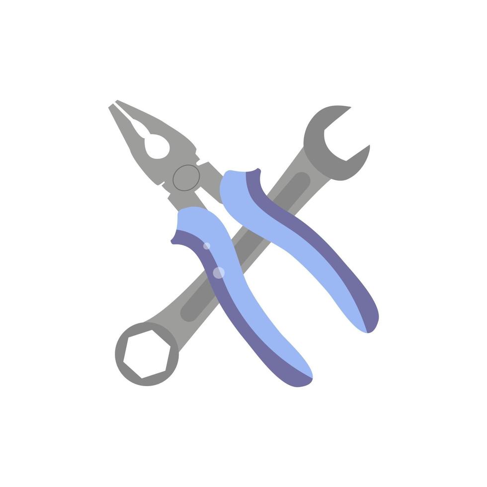 Wrench and pliers icon, isolated vector