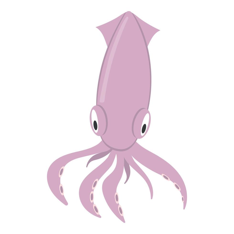 Pink cartoon squid, isolated on white background vector