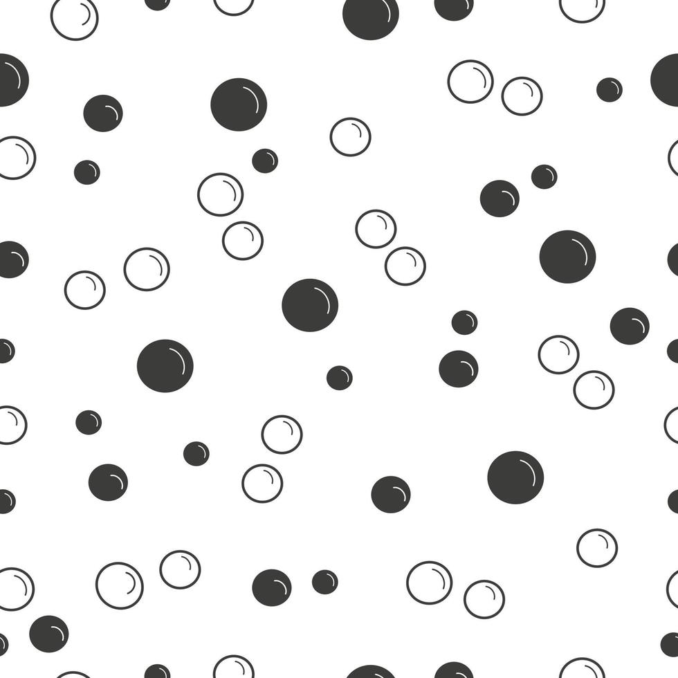 Bubbles seamless pattern, silhouette and outline vector