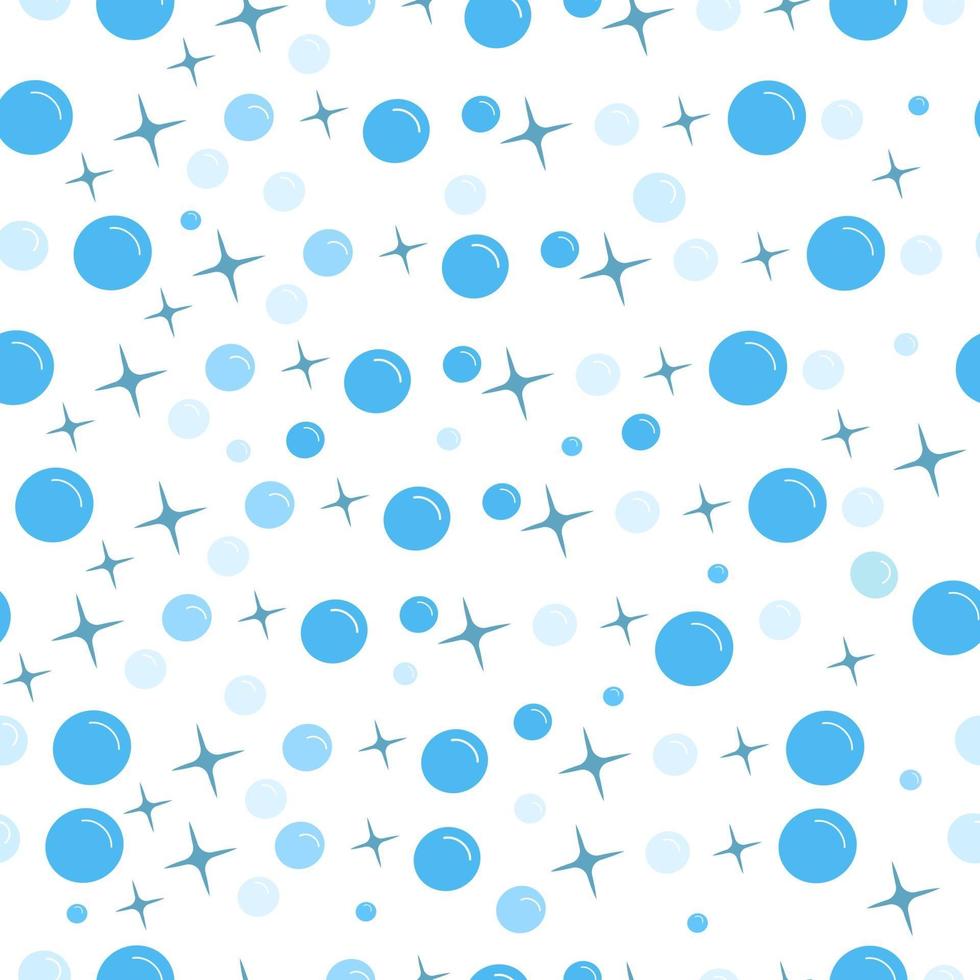 Blue bubble and shine seamless pattern on white vector