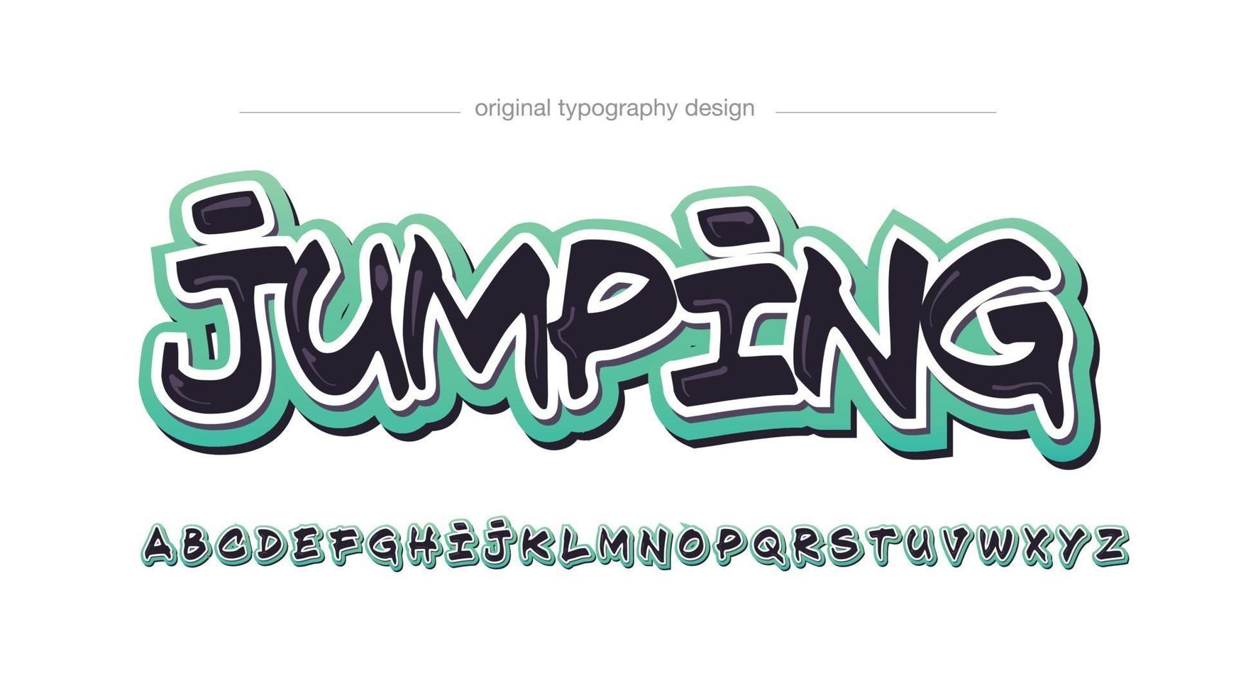 bold black green outline brush graffiti typography vector