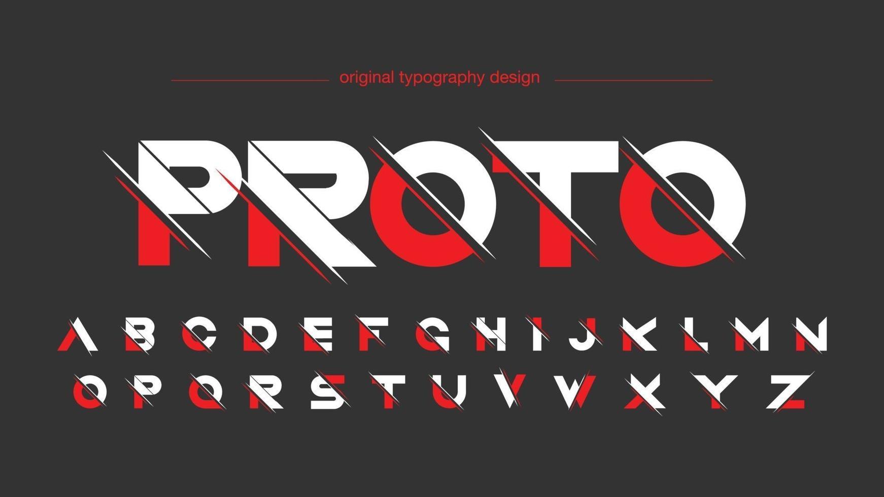 tipografía deportiva futurista en rodajas rojas y blancas vector