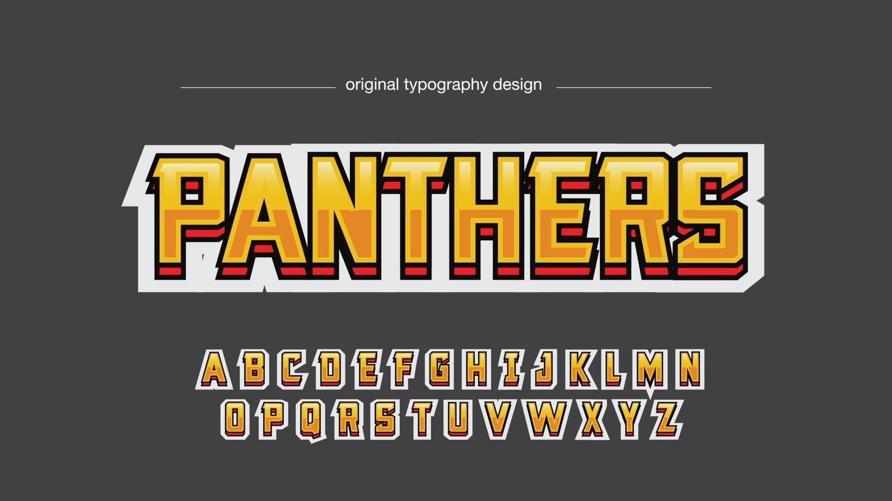 estilo de tipografía del equipo deportivo amarillo metálico vector