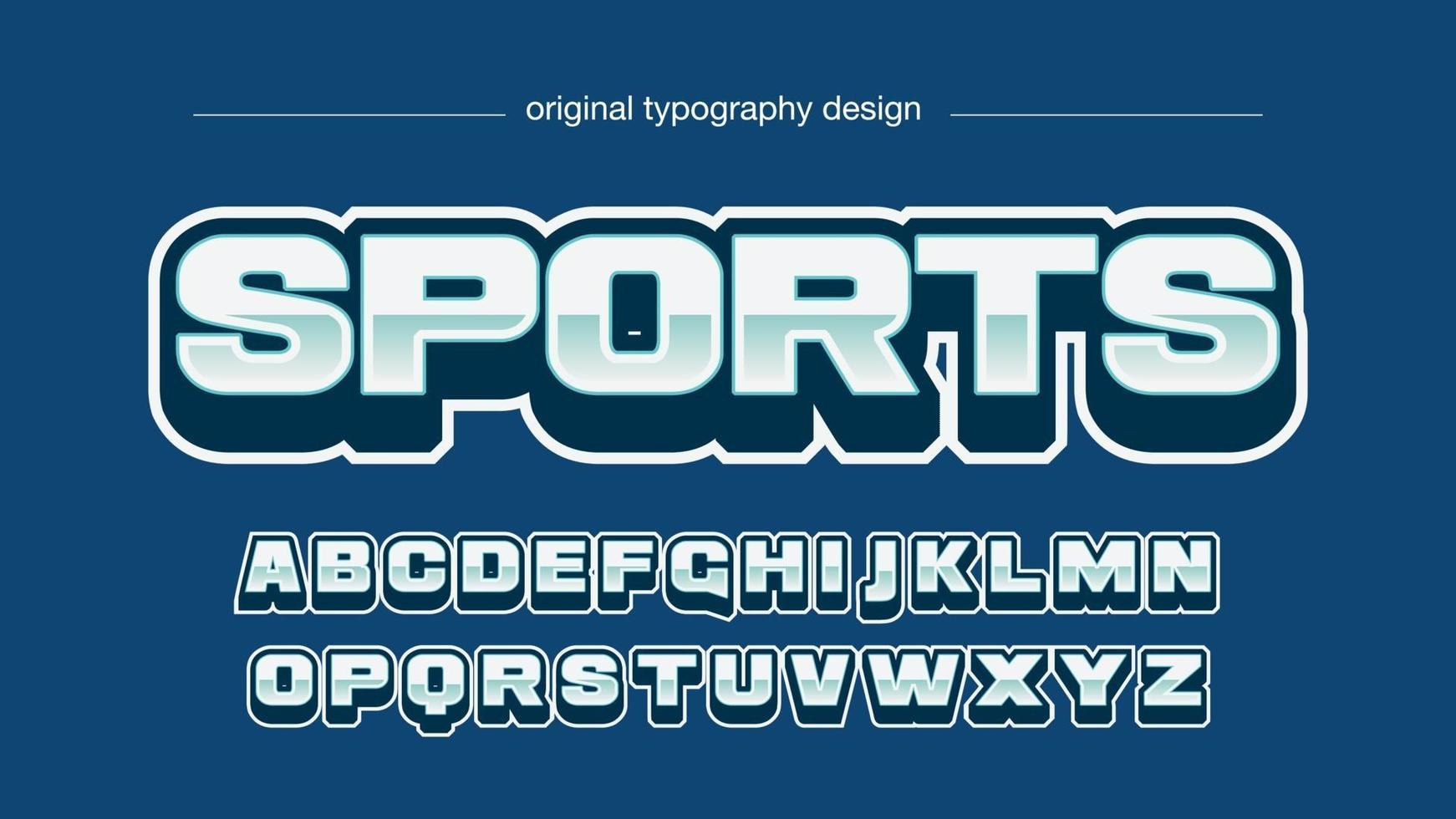 tipografía deportiva 3d azul y metálica vector