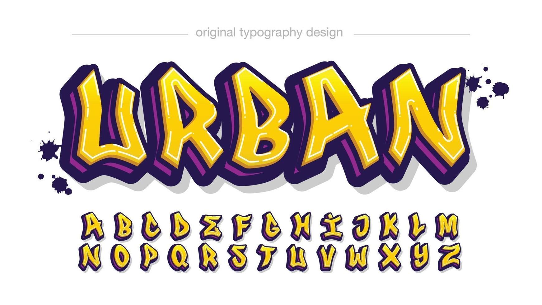 tipografía de graffiti moderno amarillo y morado vector