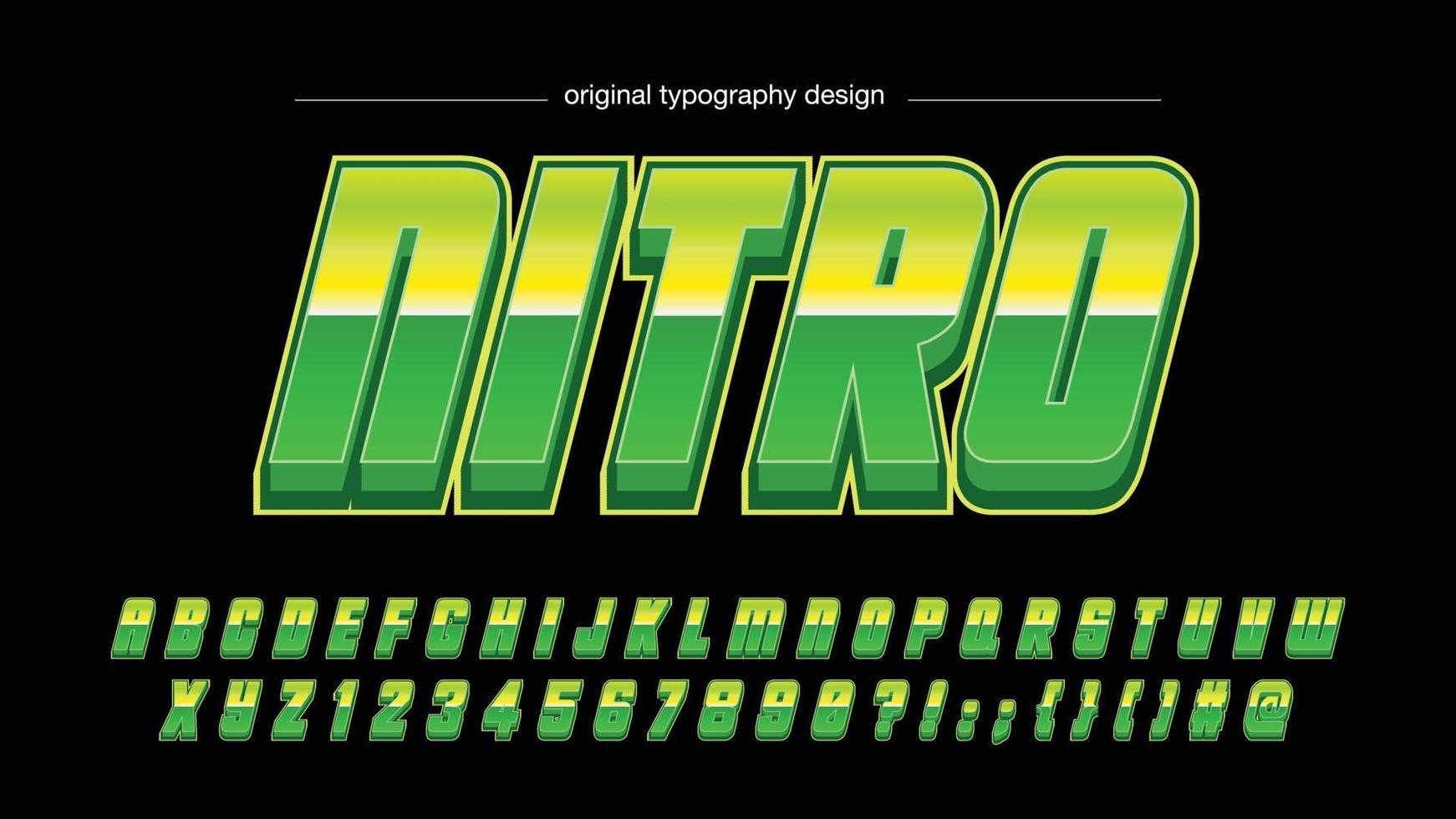 tipografía futurista verde cursiva metálica vector