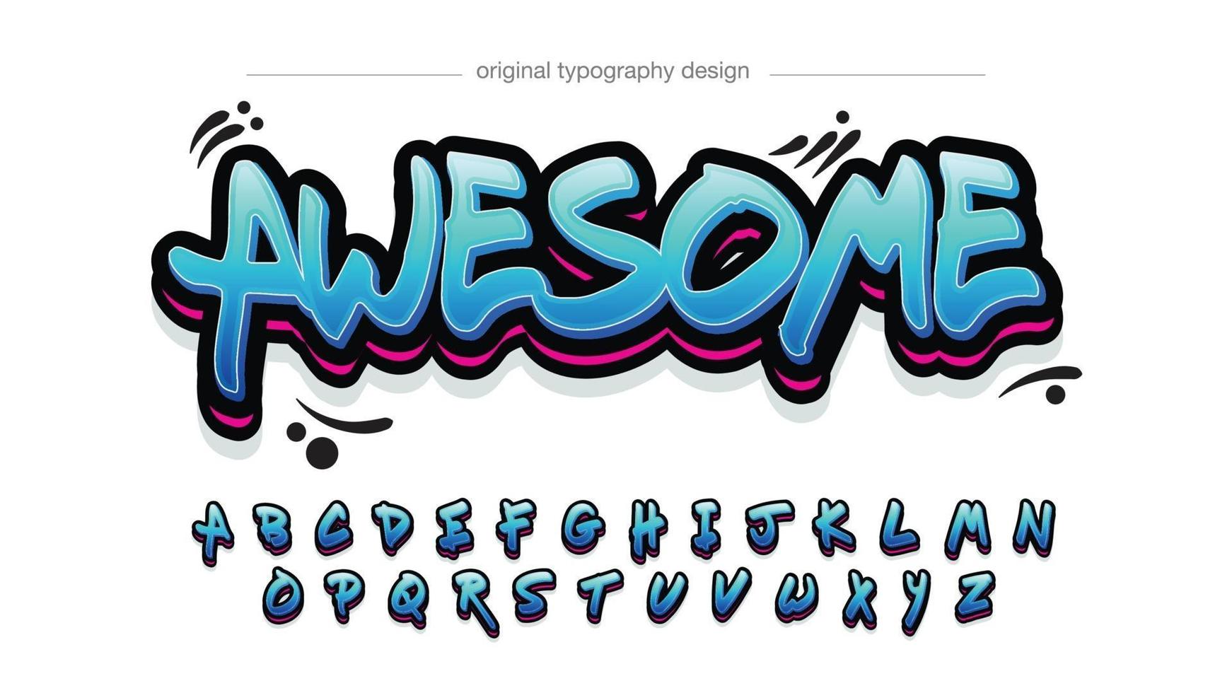 blue and red bold graffiti typography vector