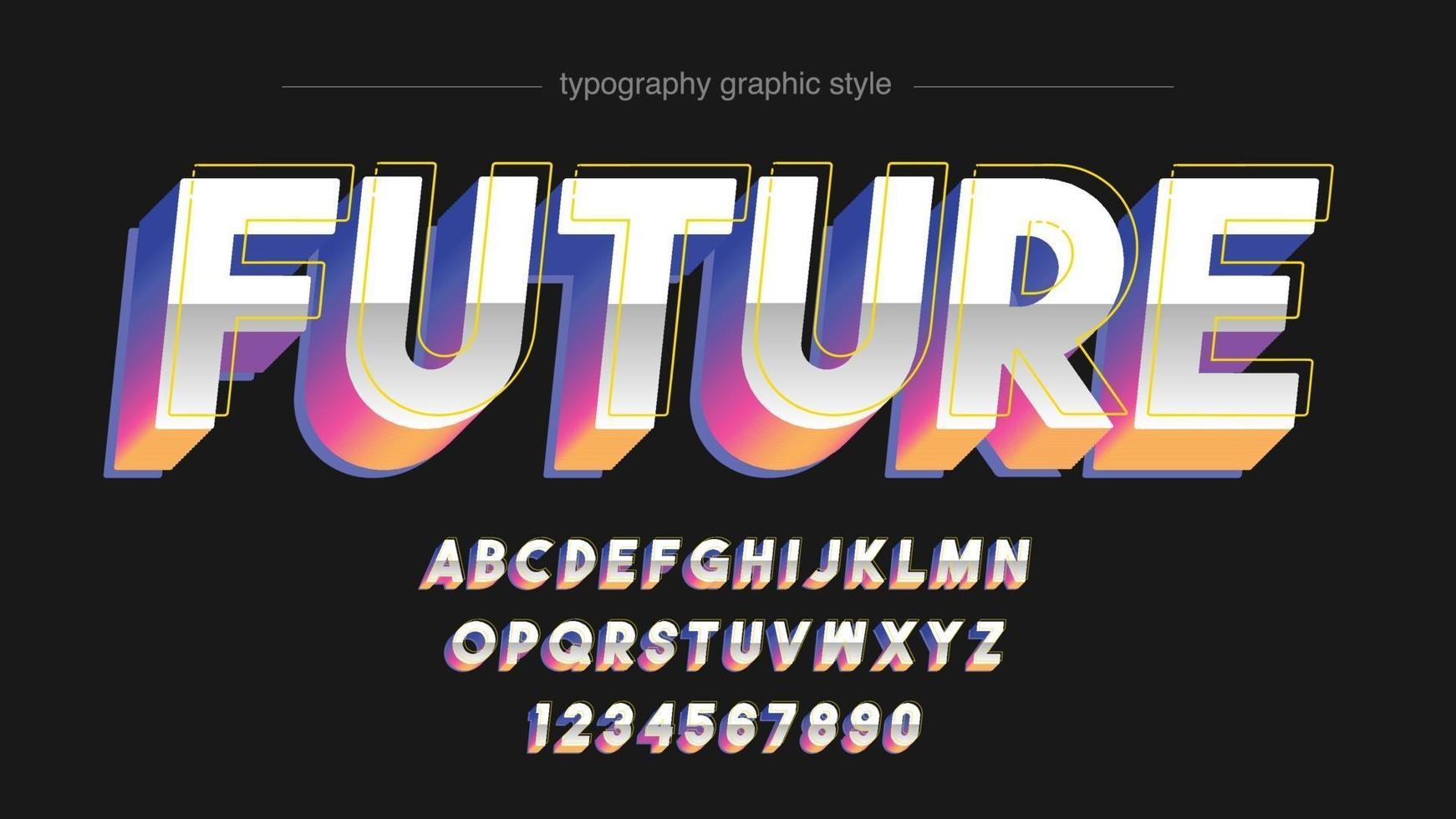 chrome colorful futuristic typography vector