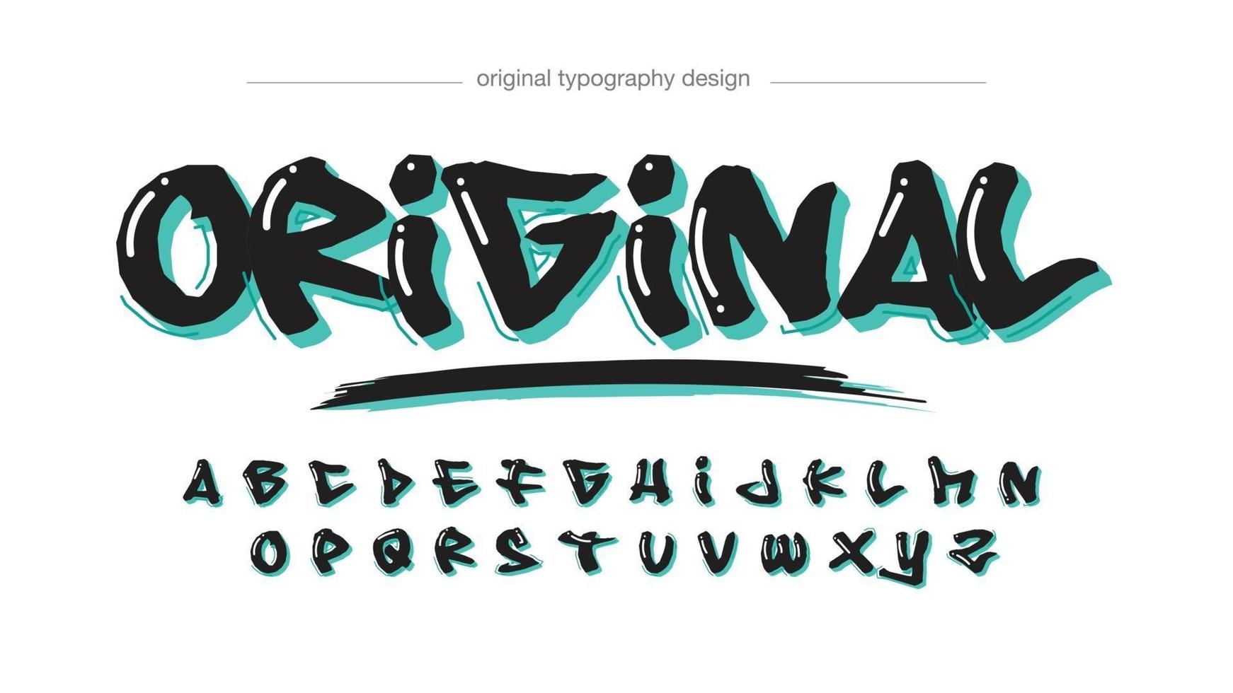 black and green bold brush graffiti typography vector