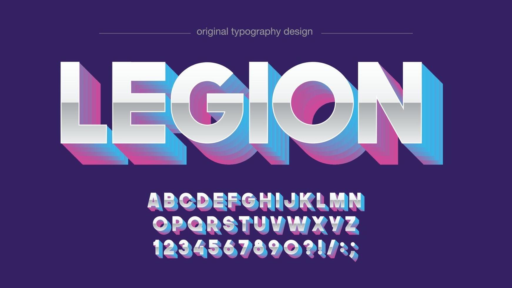 chrome neon uppercase futuristic typography vector