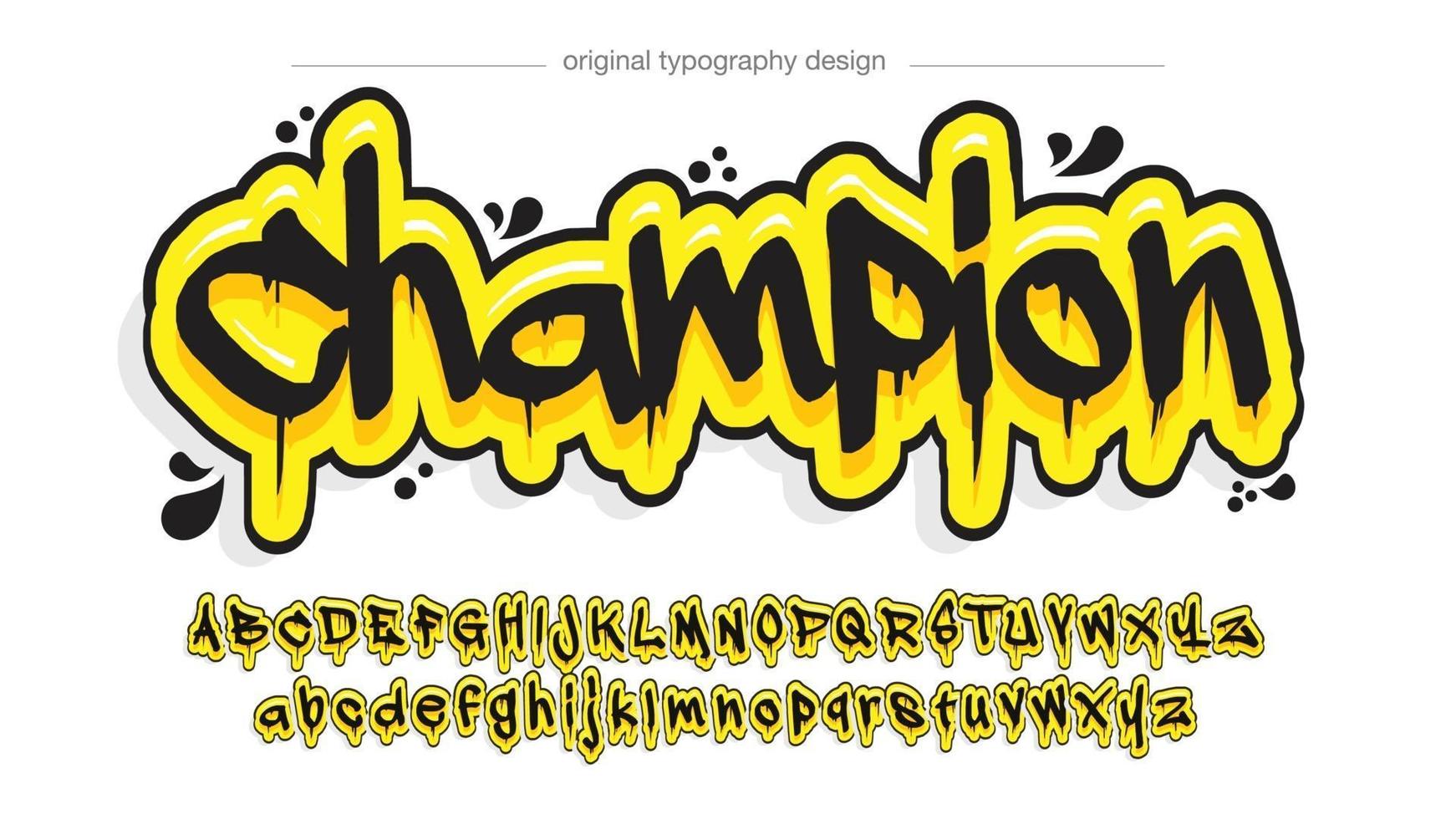 black and yellow dripping graffiti typography vector