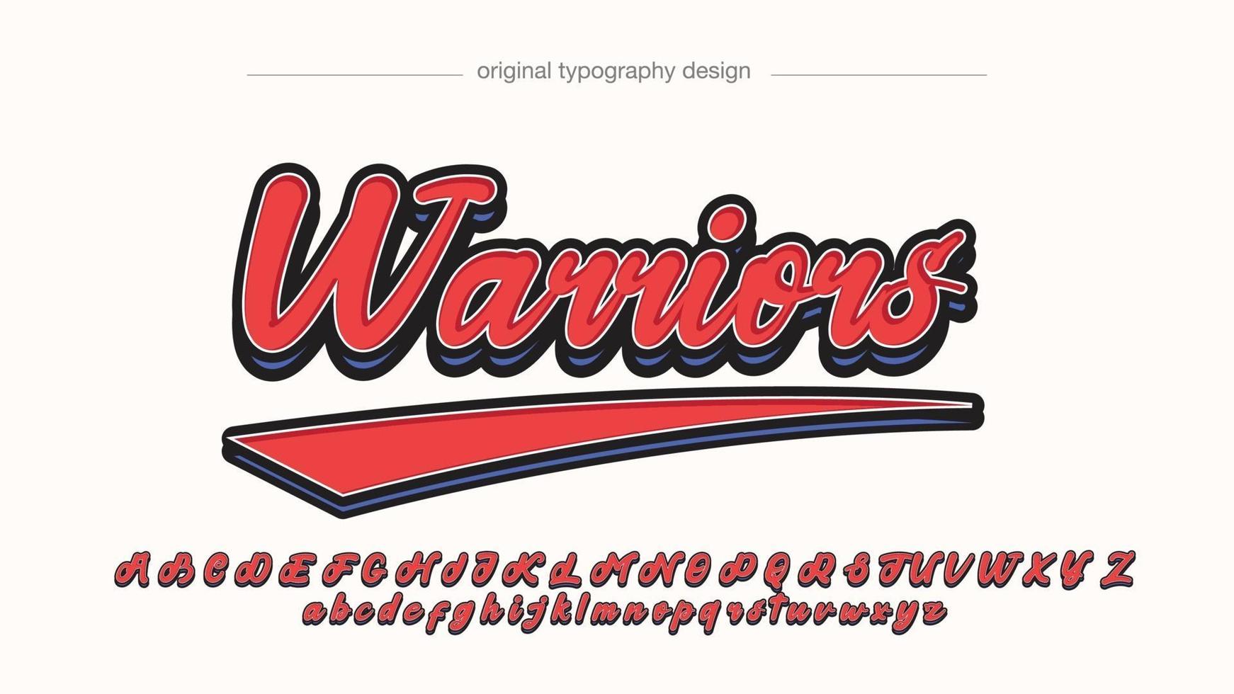 red sports old school handwritten typography vector