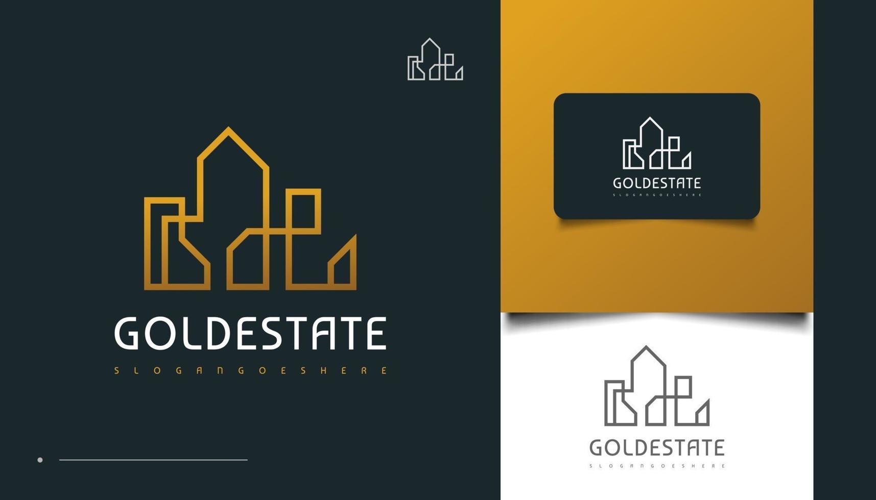 Elegant Gold Real Estate Logo Design with Line Style vector