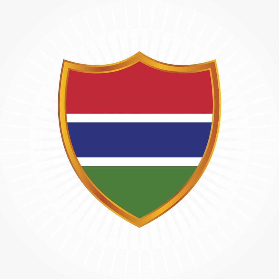 el vector de la bandera de gambia con marco de escudo