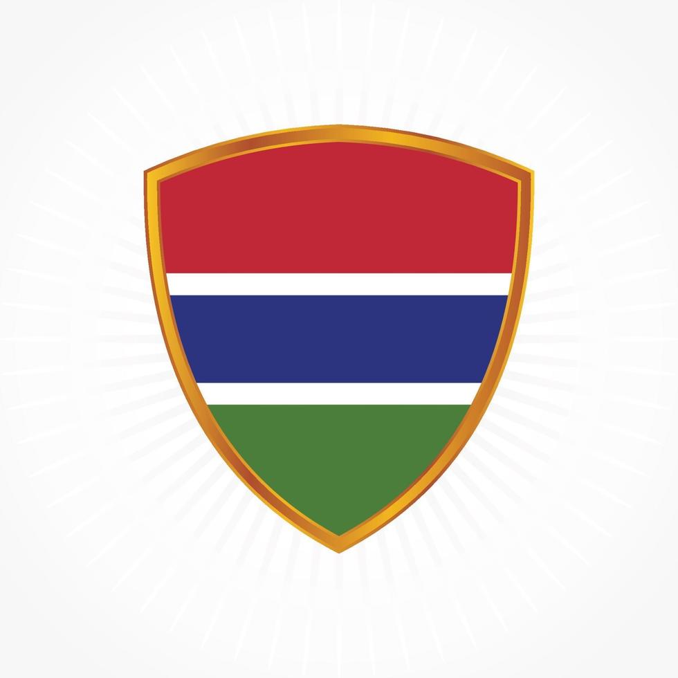 el vector de la bandera de gambia con marco de escudo
