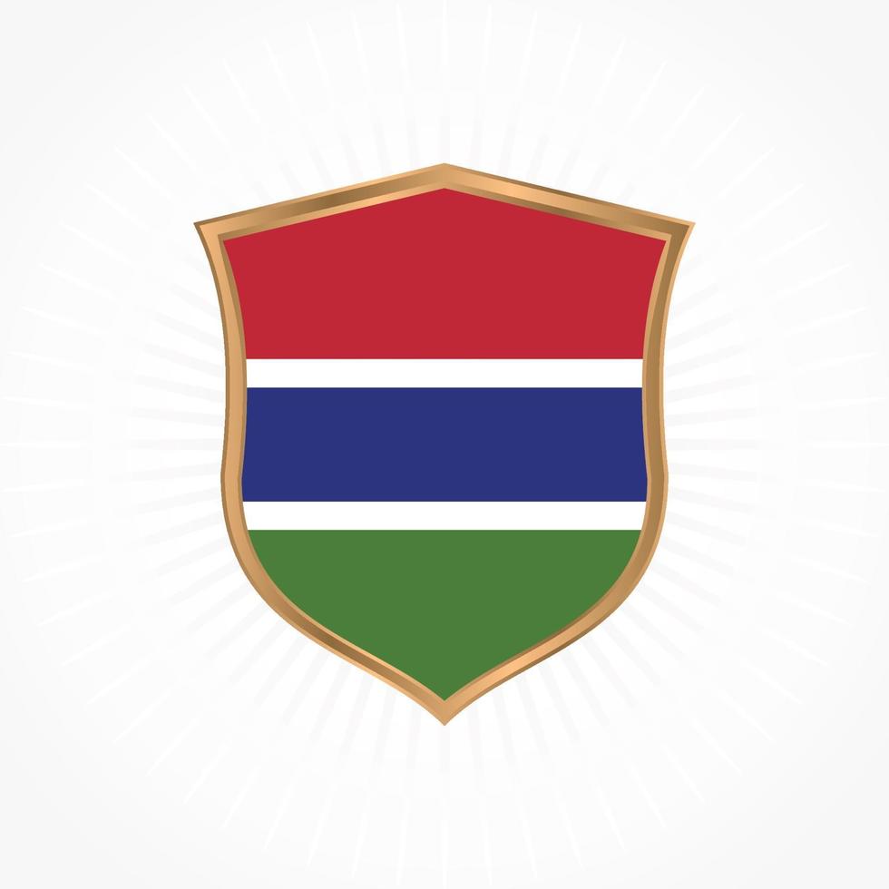 el vector de la bandera de gambia con marco de escudo