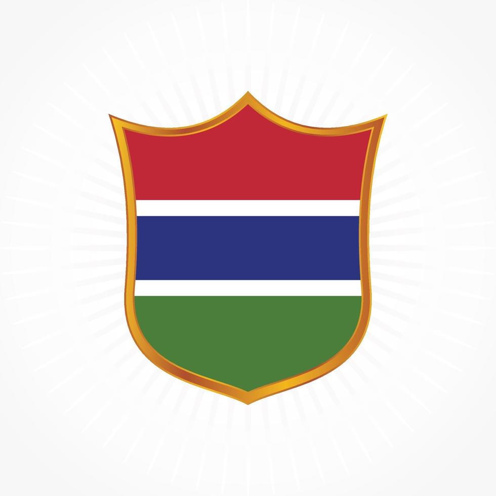 el vector de la bandera de gambia con marco de escudo