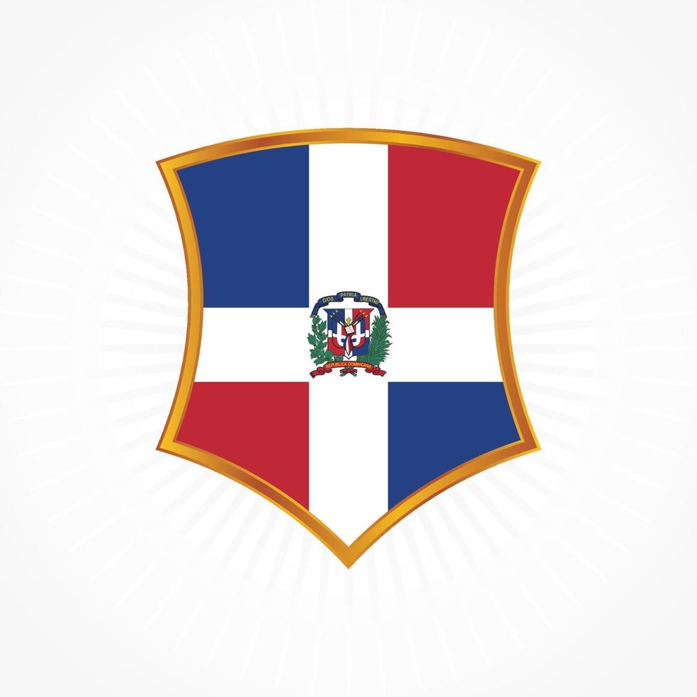 Dominican Republic flag vector with shield frame