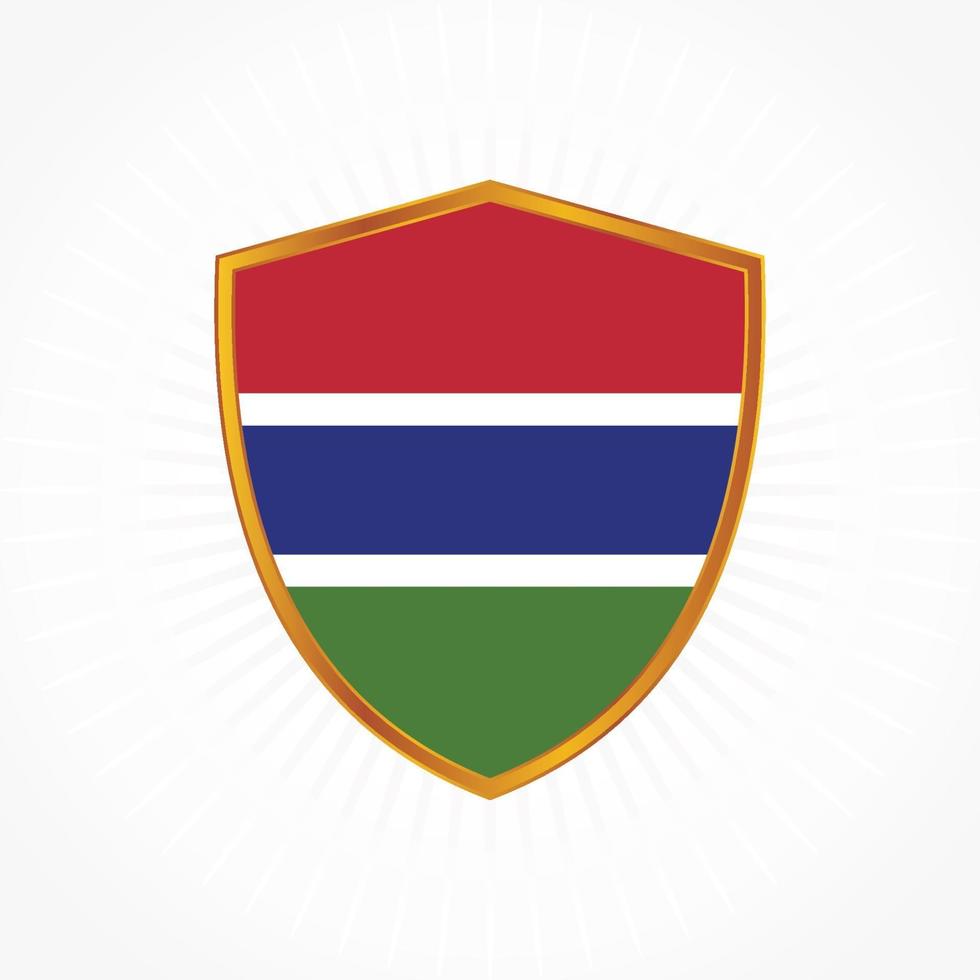 el vector de la bandera de gambia con marco de escudo
