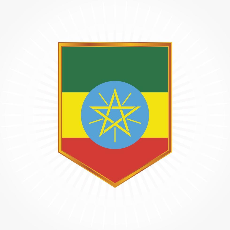 Ethiopia flag vector with shield frame