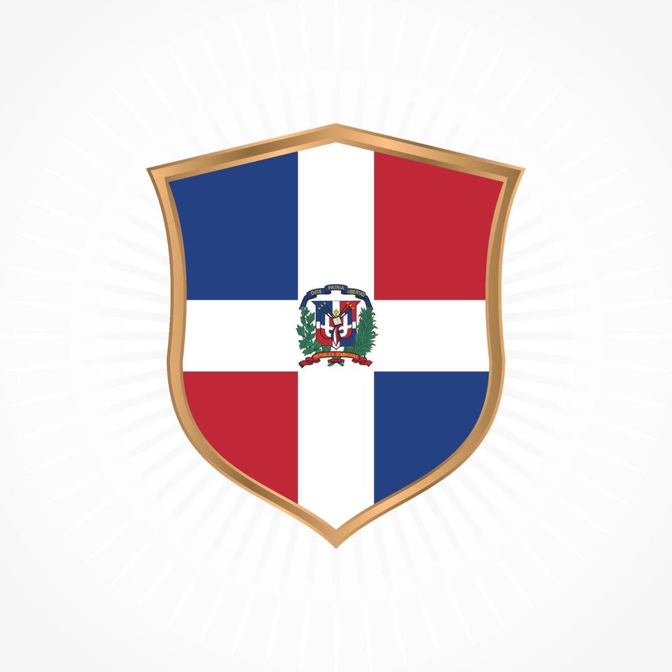 Dominican Republic flag vector with shield frame