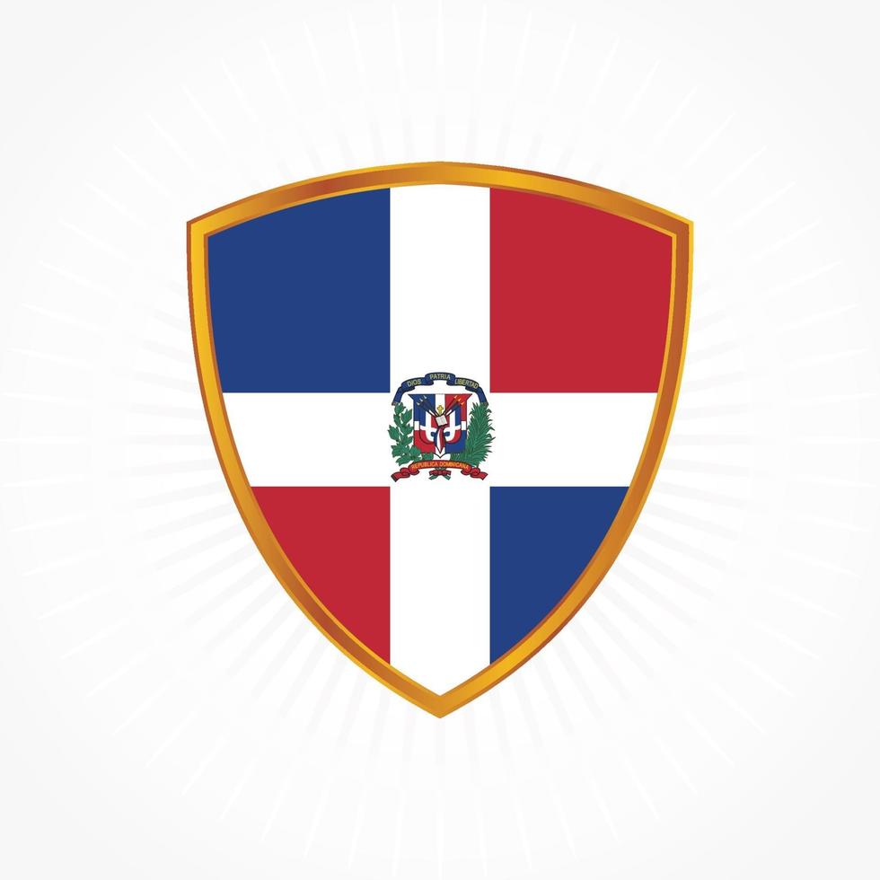 vector de bandera de república dominicana con marco de escudo