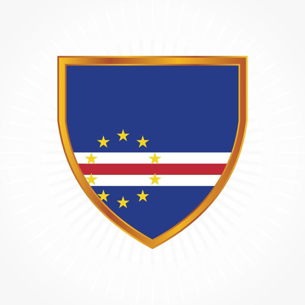 Cape Verde flag vector with shield frame