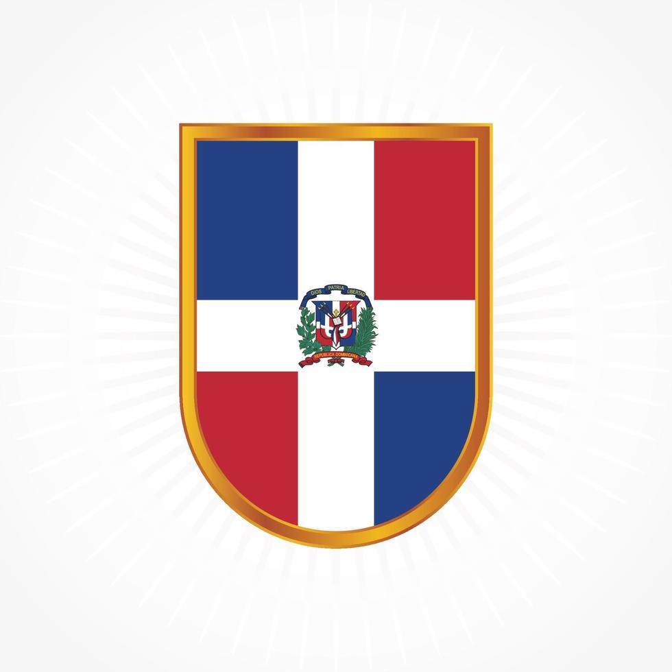 vector de bandera de república dominicana con marco de escudo