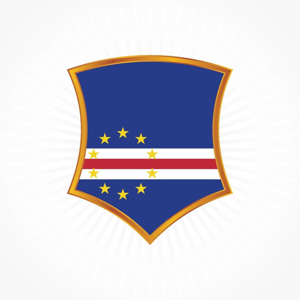 Cape Verde flag vector with shield frame