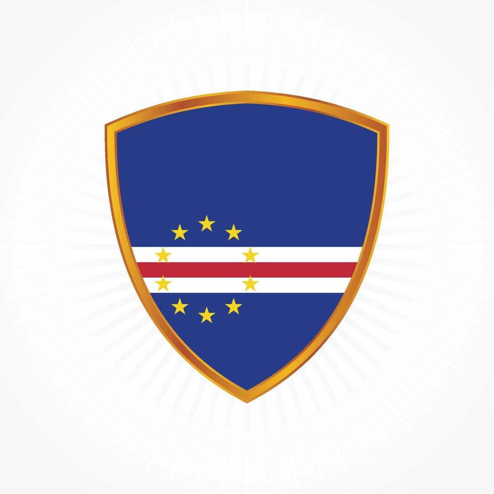 Cape Verde flag vector with shield frame