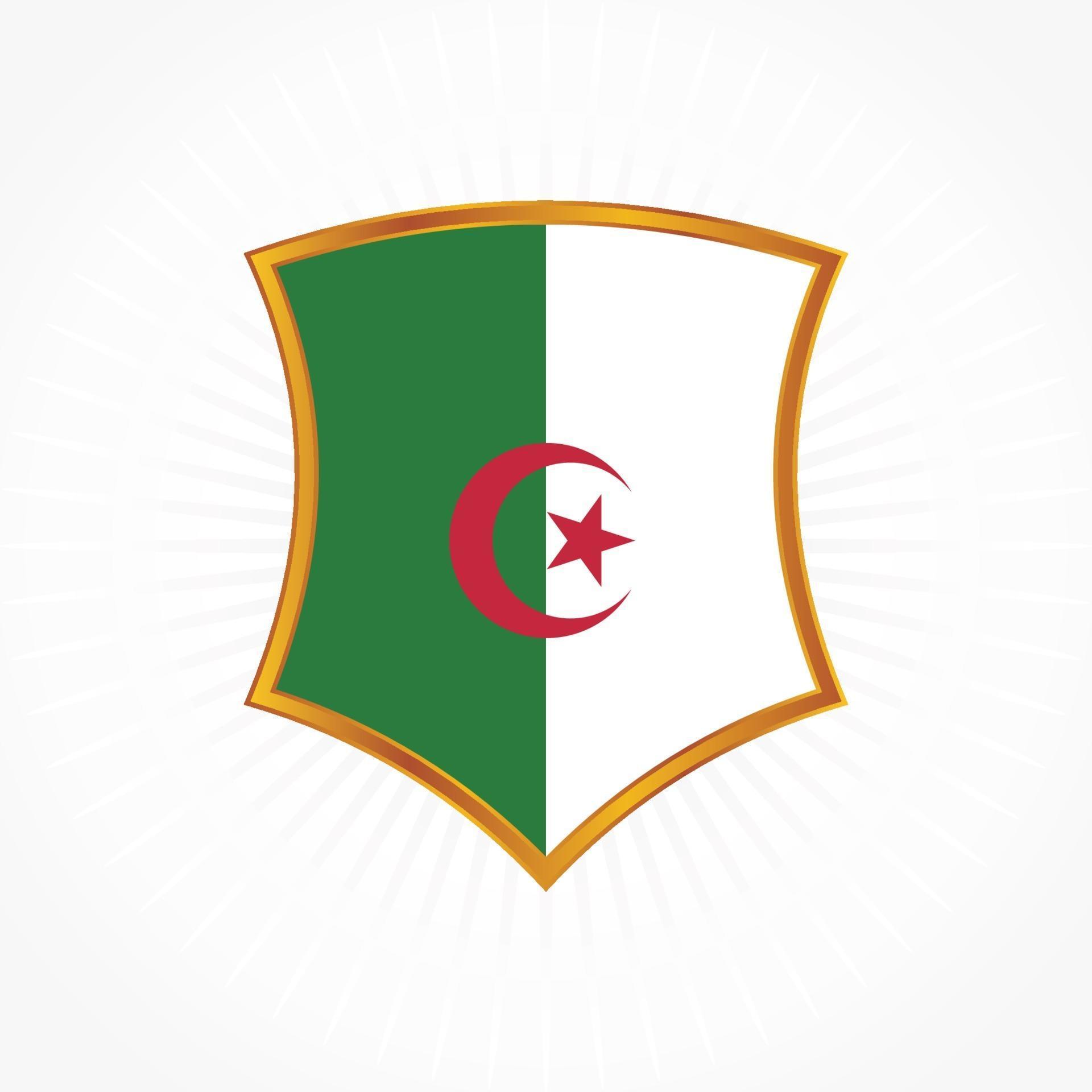 Algeria flag vector with shield frame 3207097 Vector Art at Vecteezy