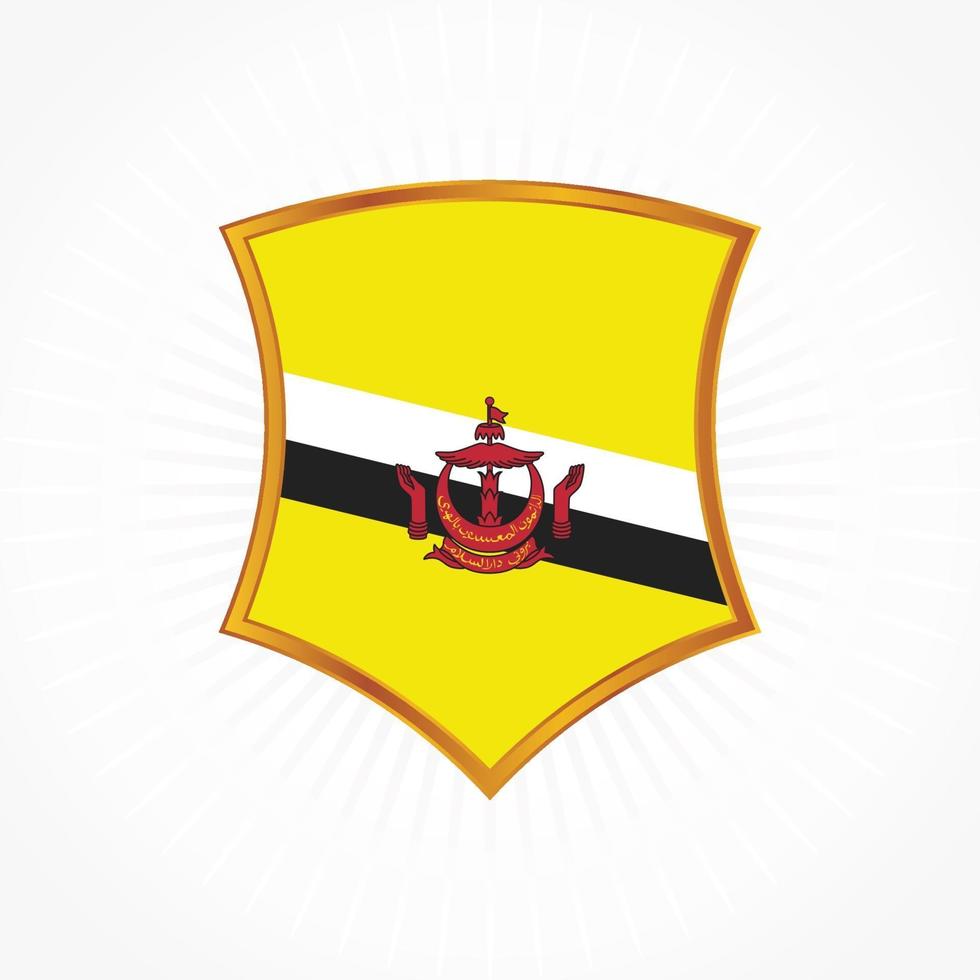 Brunei flag vector with shield frame