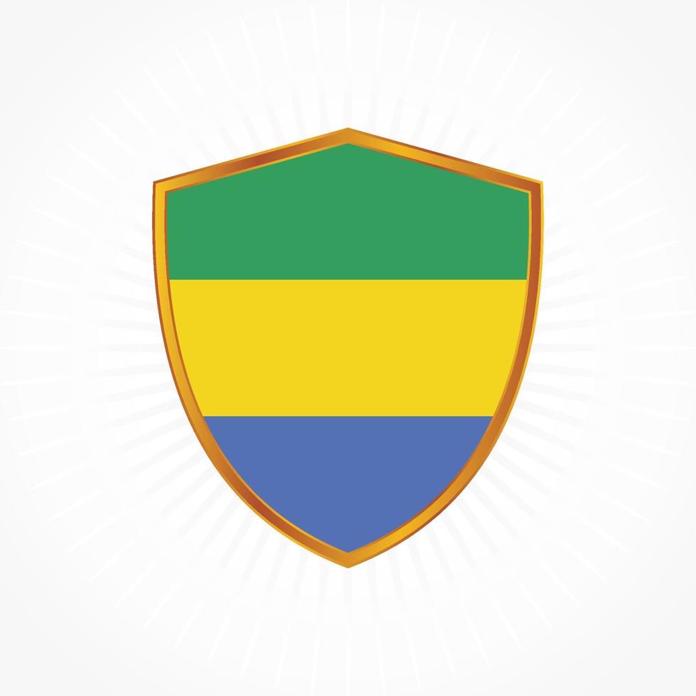 Gabon flag vector with shield frame