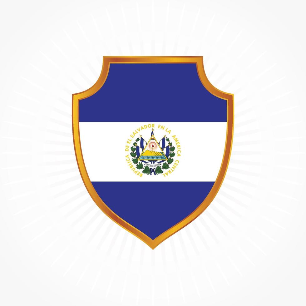 vector de bandera de el salvador con marco de escudo