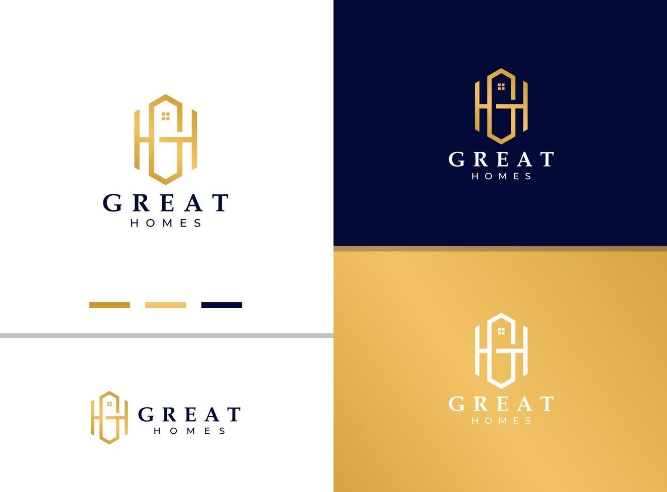 logotipo de letra gh creativo y de lujo para empresa inmobiliaria vector