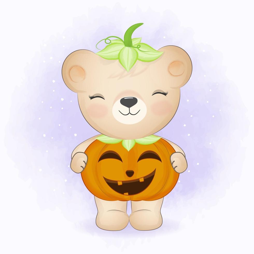 Cute Bear wearing pumpkin costume, Halloween illustration 3207567 Vector  Art at Vecteezy