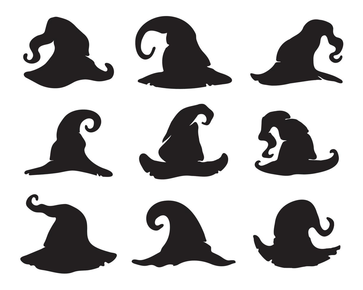 Witch magic hat vector. witch hat element silhouette Halloween party vector