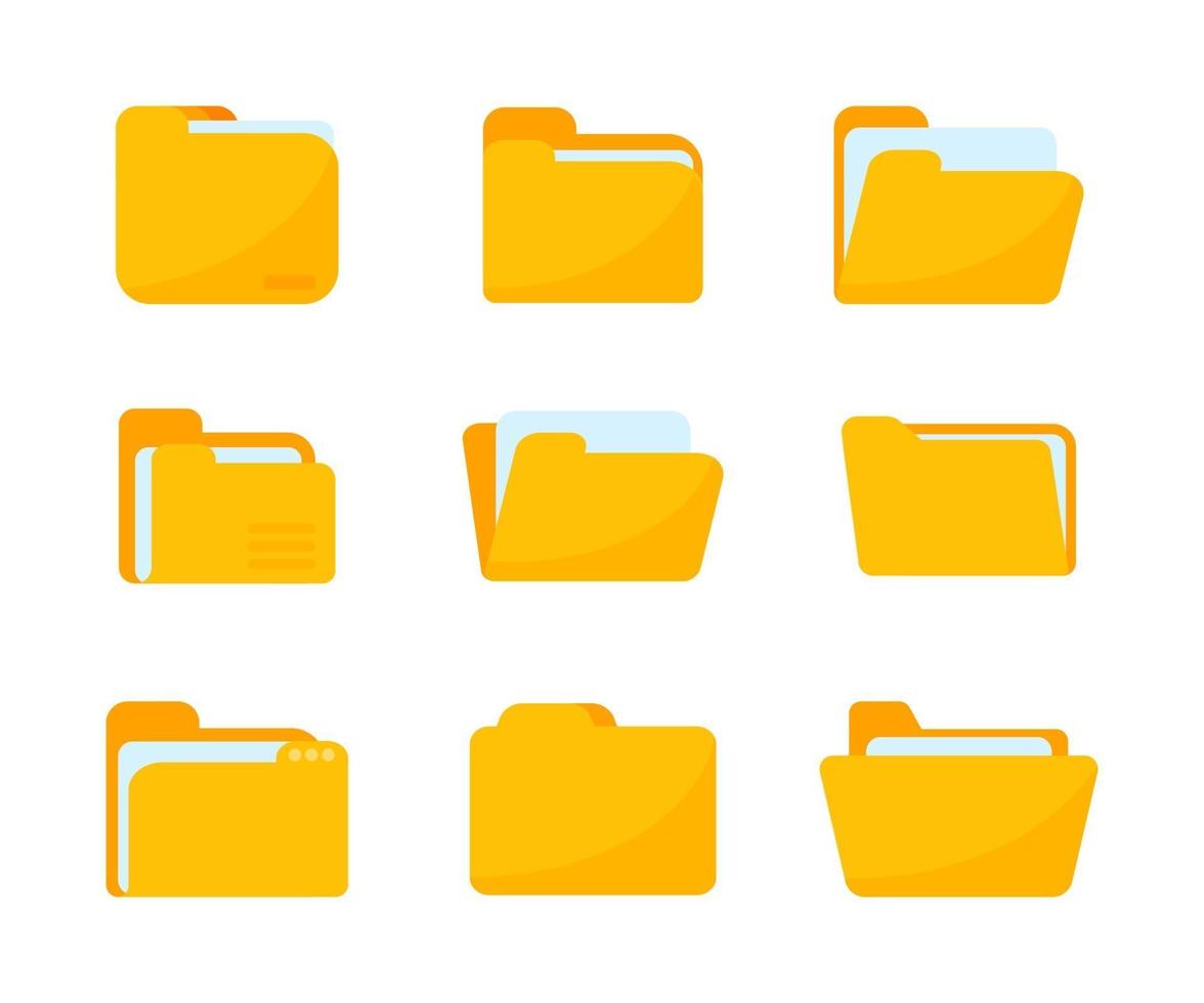 Yellow folders for organizing documents. sorting large amounts of data vector