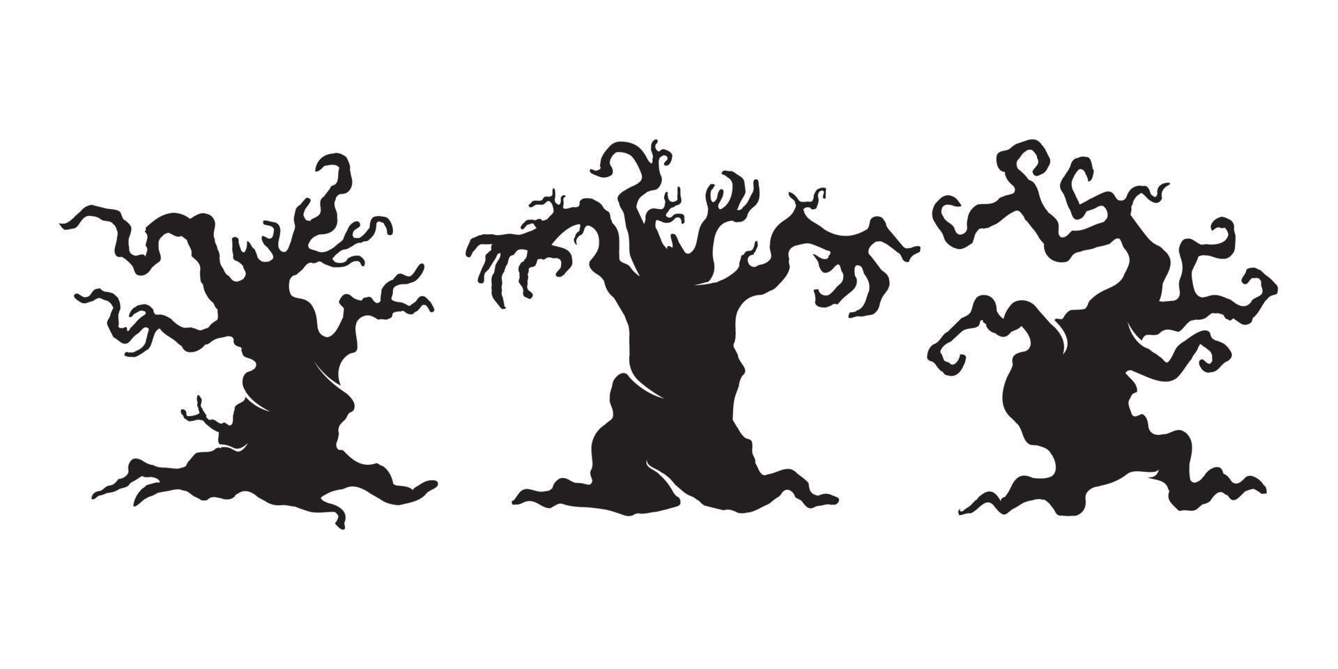 árbol embrujado aterrador. vector de silueta de árbol fantasma de halloween.