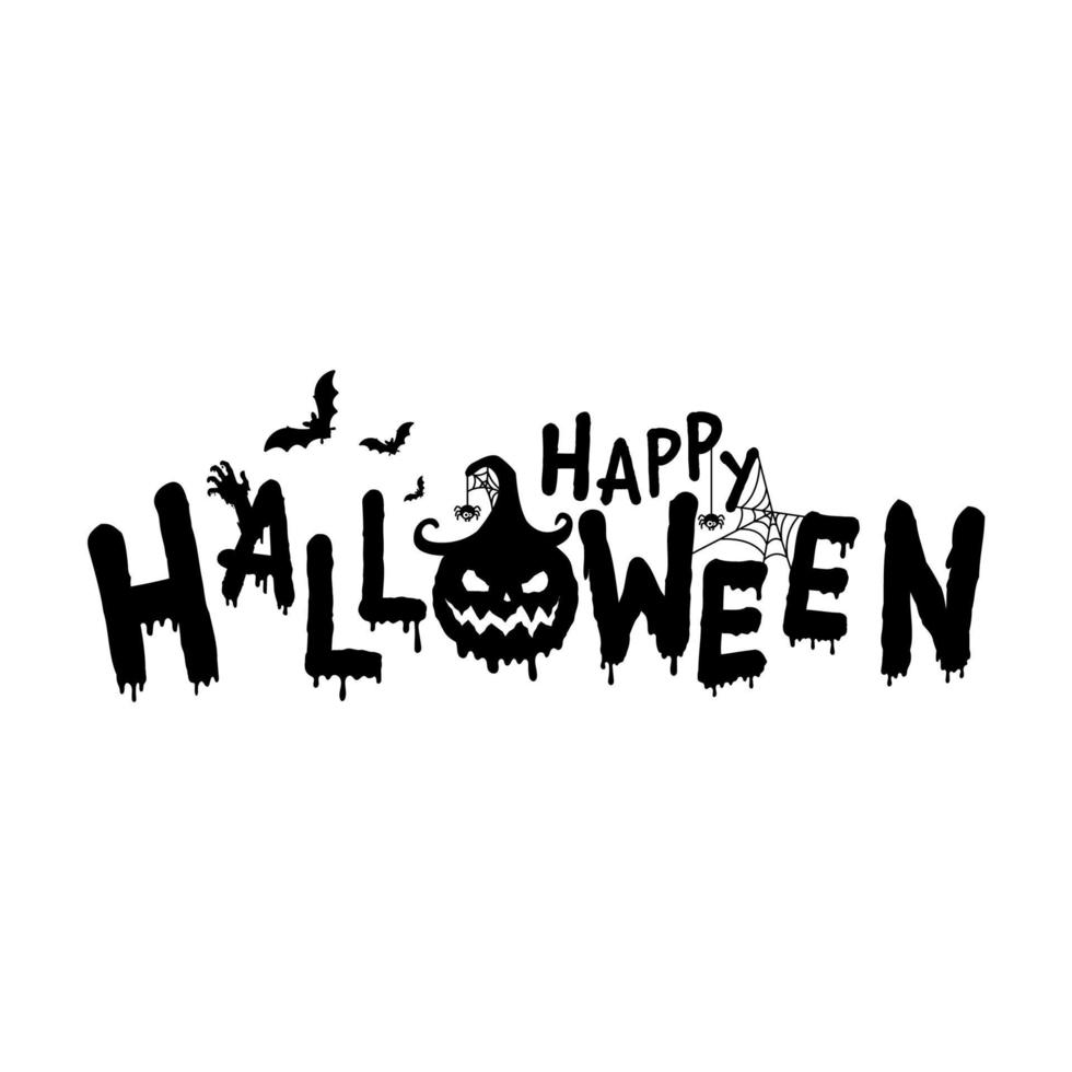 vector de diseño de texto de feliz halloween de miedo para fiesta de noche de halloween