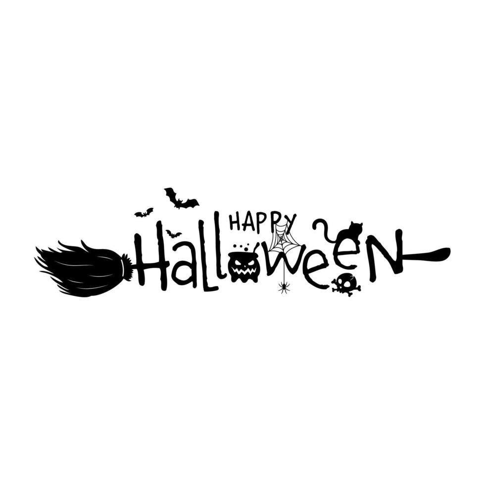 Scary happy halloween text design vector for Halloween night party