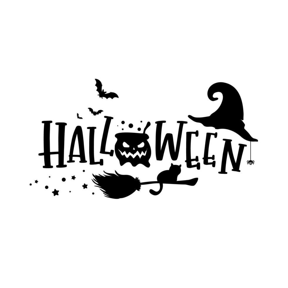 vector de diseño de texto de feliz halloween de miedo para fiesta de noche de halloween