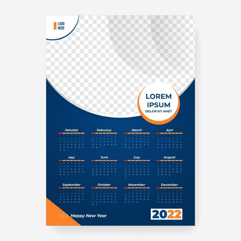 2022 calendar template with frame vector