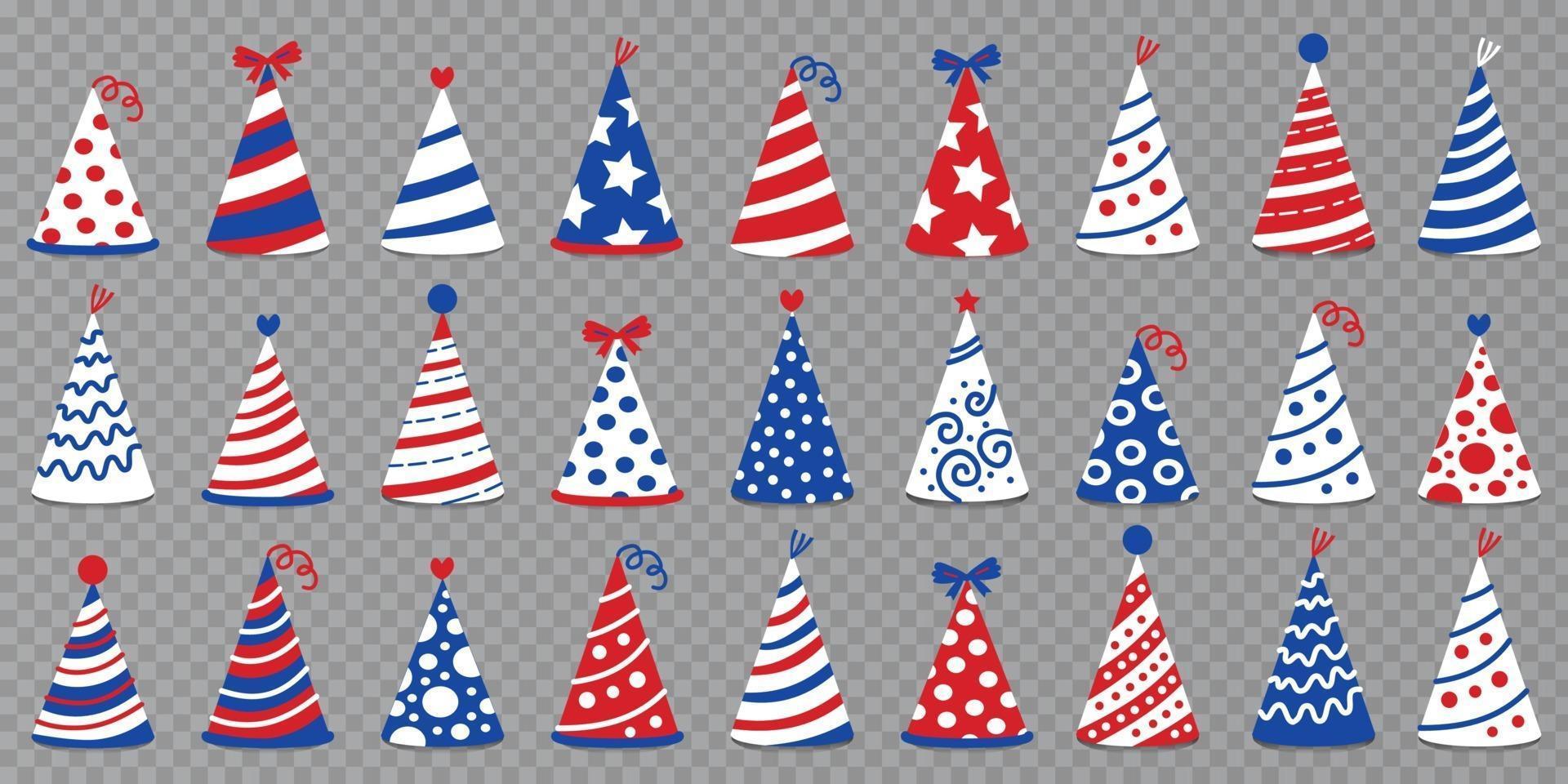 Set of colorful birthday caps for celebration vector