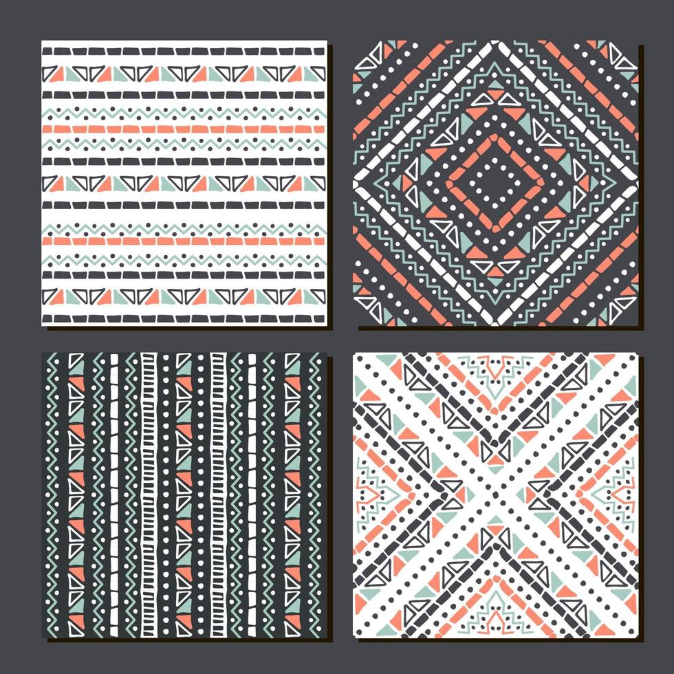 Ethnic seamless patterns. Set of aztec geometric backgrounds. vector